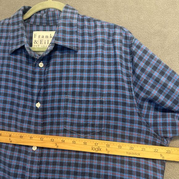 Frank & Eileen Luke Italian Flannel Button Up Shirt Size M Blue Plaid Cotton - Picture 6 of 9